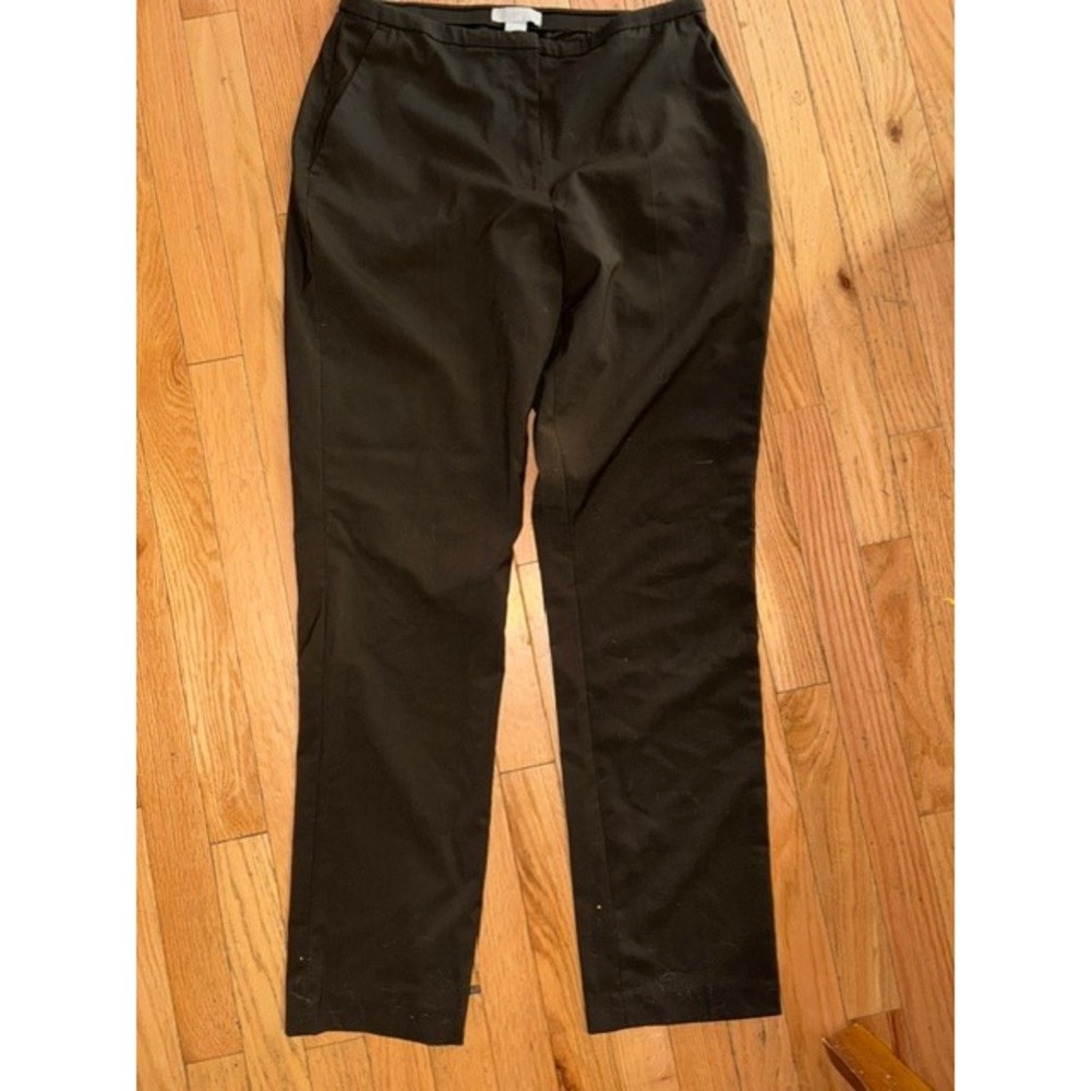 HM Womens Dress Pants Size 10 Dark Olive Brown Straight Leg Trousers Office Wear